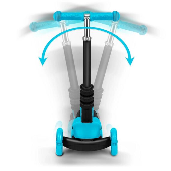 Trotineta pentru copii 3in1, constructie moderna si sigur, cos in forma de gargarita, detasabil, iluminare LED colorata a rotilor din fata, turcoaz-poza 10-Dacenergy.ro