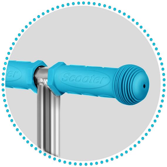 Trotineta pentru copii 3in1, constructie moderna si sigur, cos in forma de gargarita, detasabil, iluminare LED colorata a rotilor din fata, turcoaz-poza 3-Dacenergy.ro