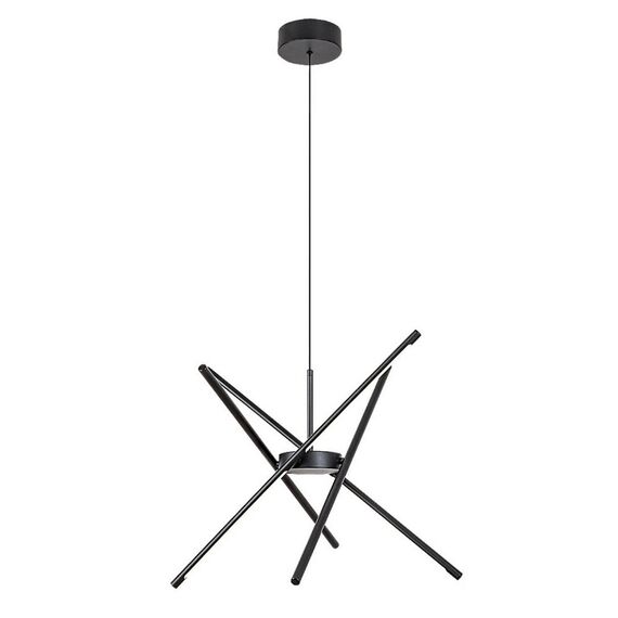 ​Lustra LED, structura din metal, abajurul din plastic, design inedit, 40 W, 2800 lm, lumina calda, inaltimea ajustabila intre 400-1500 mm, negru si alb-Dacenergy.ro