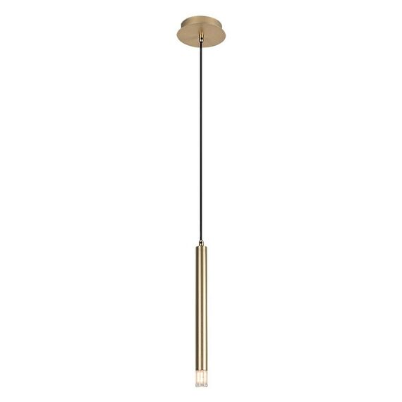 ​Lustra, corp din metal si un abajur transparent din acrilic, design minimalist, forma sa tubulara, subtire si rafinata, G9, 5 W, 1200 x 110 mm, auriu-Dacenergy.ro