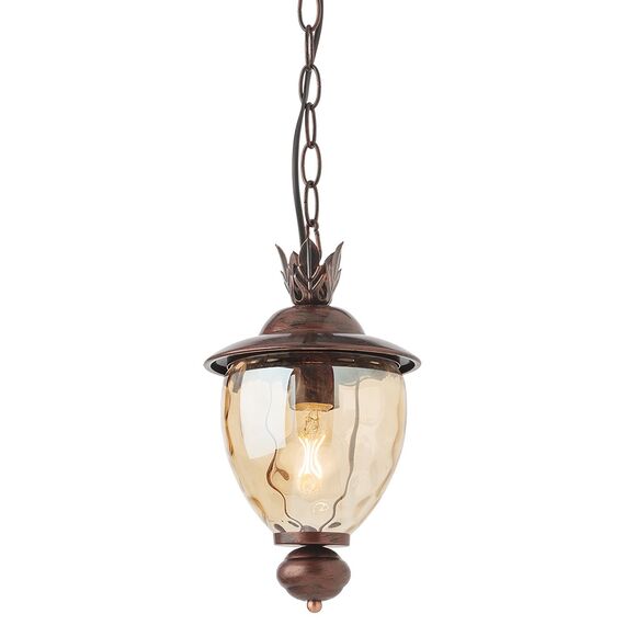 Pendul de exterior Smarter, structura din metal, dispersor din sticla tip „water glass'' culoare cognac, IP33, E27, 42W-Dacenergy.ro
