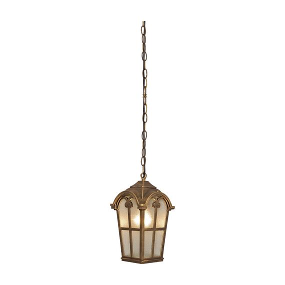 Pendul de exterior Klausen, structura metalica, abajur din sticla translucida, dulie E27, IP21, 40W, finisaj bronz antic-Dacenergy.ro