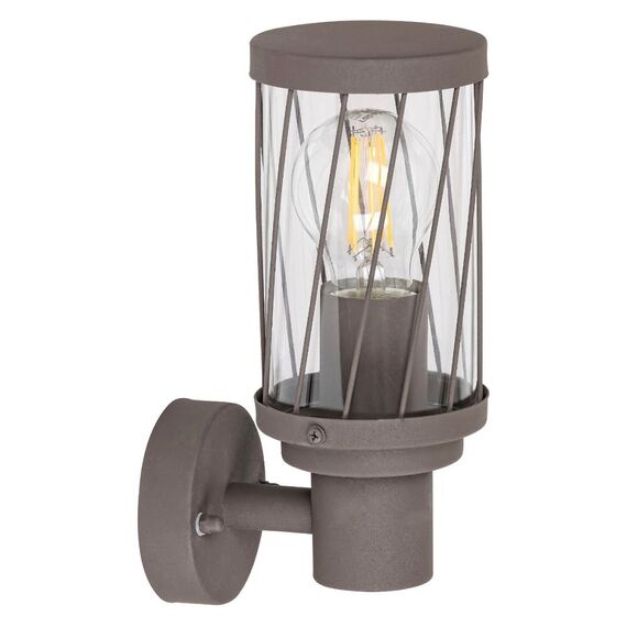 Aplica pentru exterior Rabalux, confectionat din metal, abajur din plastic, transparent, cu varful in sus, sursa cu dulie E27, IP44, culoare maro-Dacenergy.ro