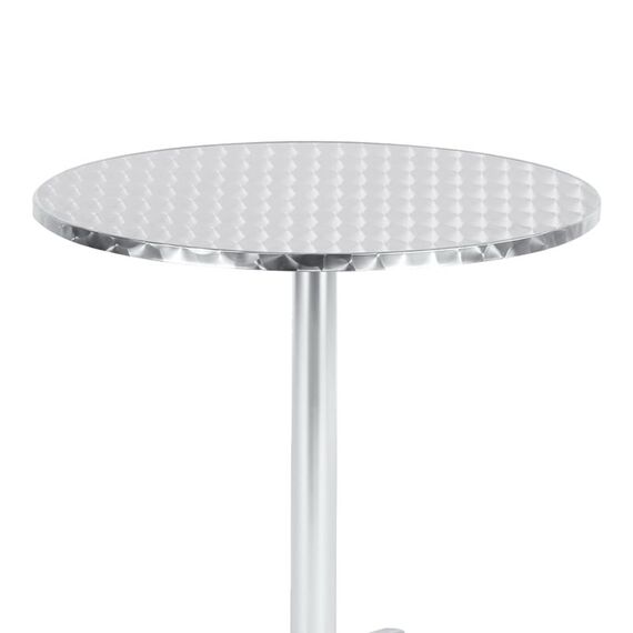 ​Masa DacEnergy©, realizata din otel inoxidabil, forma rotunda, fixa, 2 persoane, interior / exterior, diametru de 70 cm, argintiu, Numar persoane	: 2, Culoare: Argintiu-poza 2-Dacenergy.ro