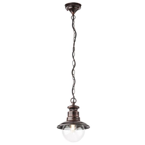 Pendul de exterior Redo, corp din aluminiu, dispersor din sticla, E27, 42 W, IP44, finisaj negru cu patina cupru-Dacenergy.ro