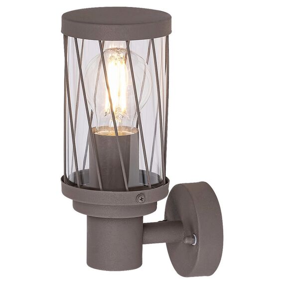 Aplica pentru exterior Rabalux, confectionat din metal, abajur din plastic, transparent, cu varful in sus, sursa cu dulie E27, IP44, culoare maro-poza 2-Dacenergy.ro