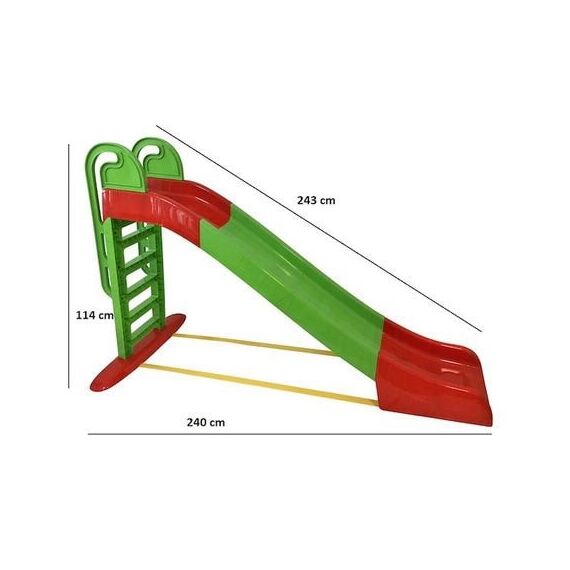 Tobogan pentru copii DacEnergy©, din plastic, durabil, stabil, cu manere, 243 x 114 x 240 cm, verde si rosu-poza 2-Dacenergy.ro