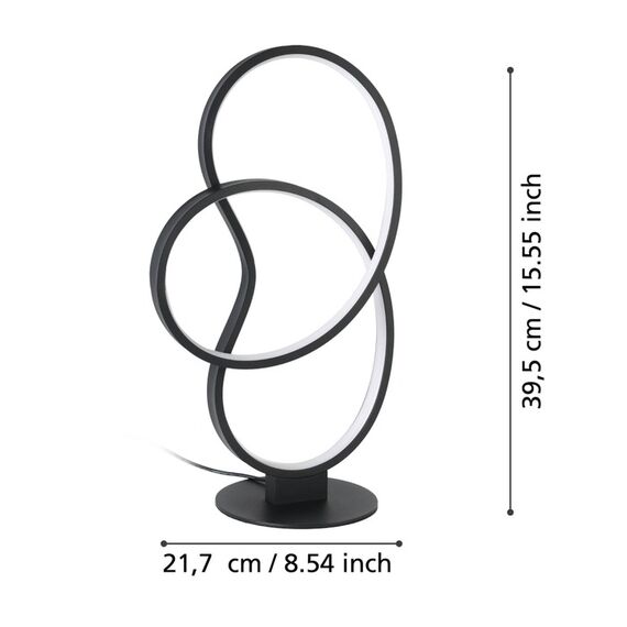 ​Veioza LED, fabricata din otel si aluminiu, dispersoarele albe din plastic, forma circulara organica, flux luminos de 1400 lm, 14.5 W, lumina calda, 395 x 217 mm, finisaj negru-poza 3-Dacenergy.ro