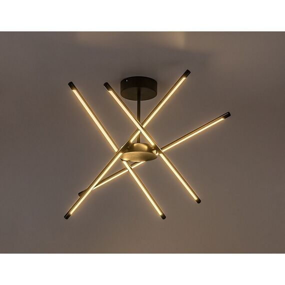 ​Lustra LED, structura din metal, abajurul din plastic, design inedit, 40 W, 2800 lm, lumina calda, 660 x 660 x 280 mm, combinatia eleganta de negru si alb-poza 3-Dacenergy.ro