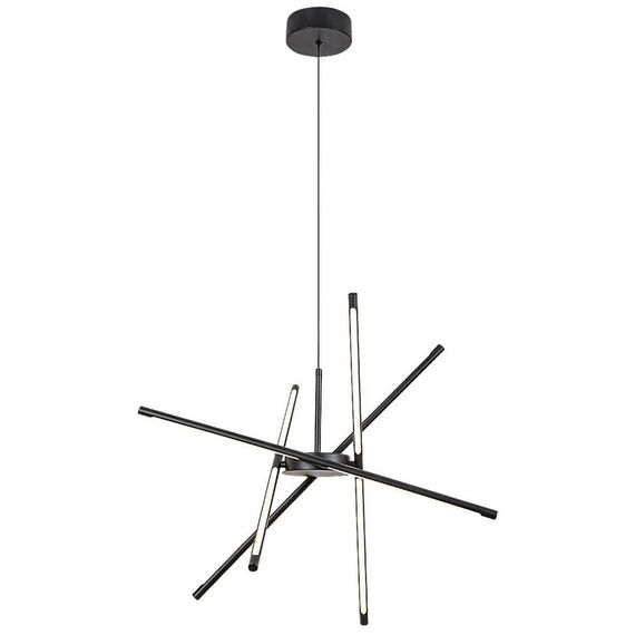 ​Lustra LED, structura din metal, abajurul din plastic, design inedit, 40 W, 2800 lm, lumina calda, inaltimea ajustabila intre 400-1500 mm, negru si alb-poza 3-Dacenergy.ro