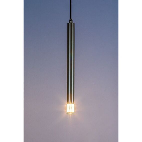 ​Lustra, corp din metal si un abajur transparent din acrilic, design minimalist, forma sa tubulara, subtire si rafinata, G9, 5 W, 1200 x 110 mm, auriu-poza 3-Dacenergy.ro