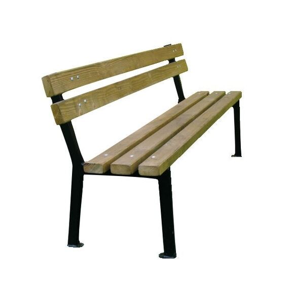 ​Banca pentru parc, confectionata din rigle de lemn de brad, structura metalica, 170 x 50 x 80 cm, cu spatar, natur-Dacenergy.ro