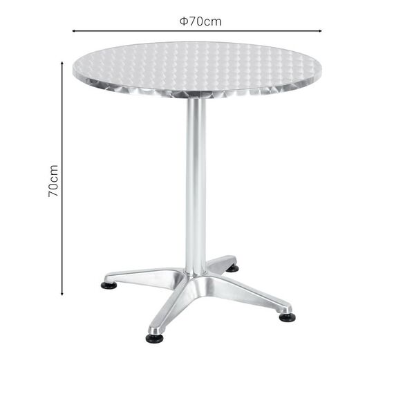 ​Masa DacEnergy©, realizata din otel inoxidabil, forma rotunda, fixa, 2 persoane, interior / exterior, diametru de 70 cm, argintiu, Numar persoane	: 2, Culoare: Argintiu-poza 4-Dacenergy.ro
