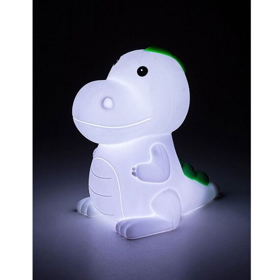 ​Veioza LED RGB, corpul lampii fabricat din plastic, abajurul realizat din silicon, forma unui dinozaur, lumina calda, 0.45 W, 30 lm, dimabil, alb-poza 4-Dacenergy.ro