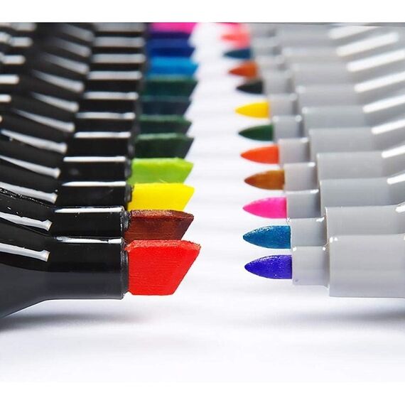 ​Set 262 markere duble DacEnergy©, cerneala pe baza de alcool, cu varf de 1 mm si 6 mm, cu geanta, nuante vibrante, intense, colorate, Numar bucati/set	: 262-poza 4-Dacenergy.ro