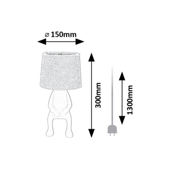​Veioza de masa, design jucaus, abajur textil pufos, corp din ceramica, un bec cu soclu E14, 40 W, 280 x 150 mm, crem-poza 5-Dacenergy.ro