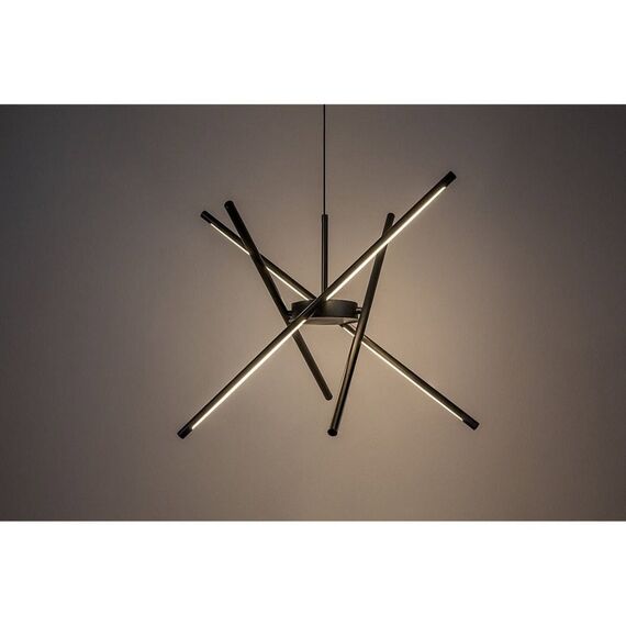 ​Lustra LED, structura din metal, abajurul din plastic, design inedit, 40 W, 2800 lm, lumina calda, inaltimea ajustabila intre 400-1500 mm, negru si alb-poza 5-Dacenergy.ro