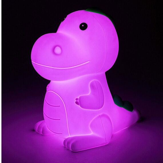 ​Veioza LED RGB, corpul lampii fabricat din plastic, abajurul realizat din silicon, forma unui dinozaur, lumina calda, 0.45 W, 30 lm, dimabil, alb-poza 7-Dacenergy.ro