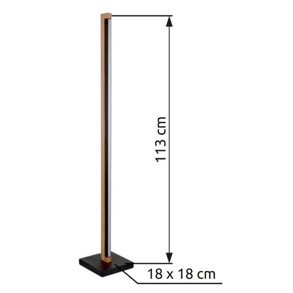 ​Lampadar LED, structura din metal, abajur din plastic, LED incorporat cu o putere de 23.5W, 520 lm, lumina calda, 1130 x 180 mm, IP20, negru mat si aspect lemn-poza 8-Dacenergy.ro