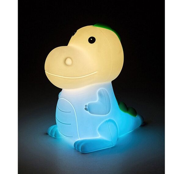 ​Veioza LED RGB, corpul lampii fabricat din plastic, abajurul realizat din silicon, forma unui dinozaur, lumina calda, 0.45 W, 30 lm, dimabil, alb-poza 8-Dacenergy.ro
