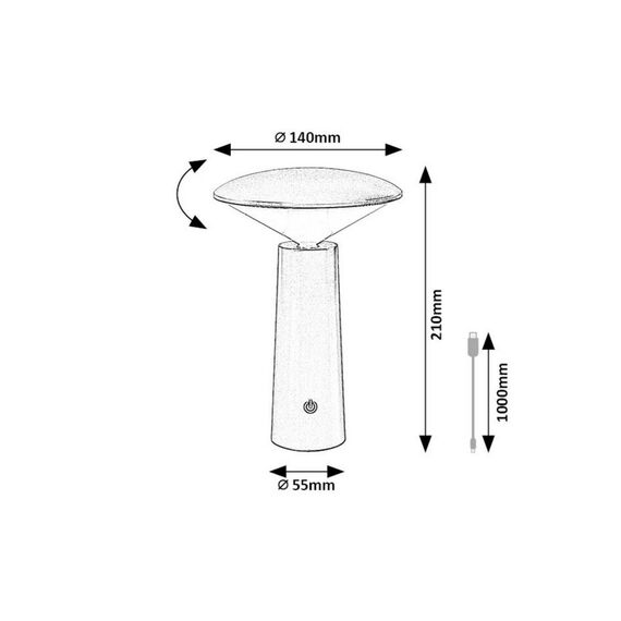 ​Veioza LED pentru exterior, realizata din plastic, abajur in forma de diamant, lumina calda, neutra, rece, bateria integrata de 3.7 V 2000 mAh, cablu USB-C, 3 W, negru-poza 9-Dacenergy.ro