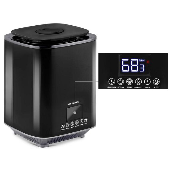 Umidificator de aer, functia de ionizare a aerului, de aromaterapie, ceata rece, oprire automata, rezervor 2, 6 l, 250 ml/h, temporizator, higrostat si higrometru incorporabil, negru lucios, Culoare: Negru lucios-poza 12-Dacenergy.ro