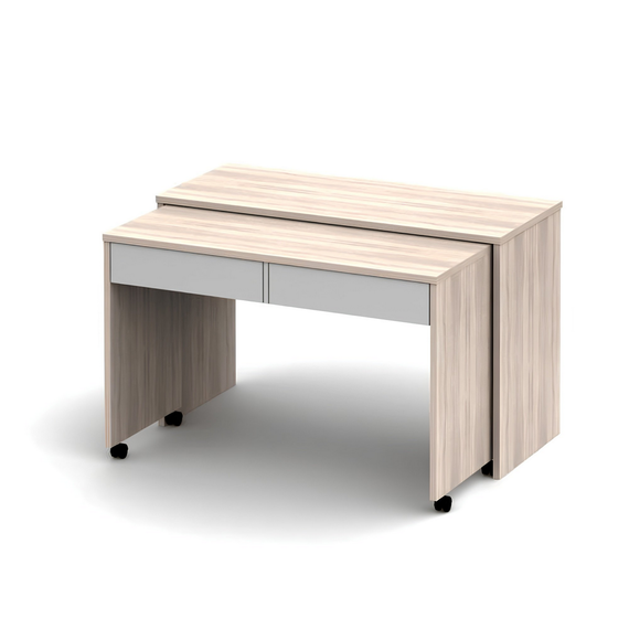 Birou DacEnergy©, realizat din PAL melaminat, extensibila, cu sertare, 120x75x50 cm, stejar sonoma si alb, Culoare: Stejar sonoma, Alb-poza 2-Dacenergy.ro