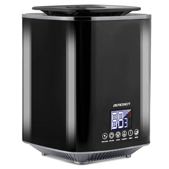 Umidificator de aer, functia de ionizare a aerului, de aromaterapie, ceata rece, oprire automata, rezervor 2, 6 l, 250 ml/h, temporizator, higrostat si higrometru incorporabil, negru lucios, Culoare: Negru lucios-Dacenergy.ro