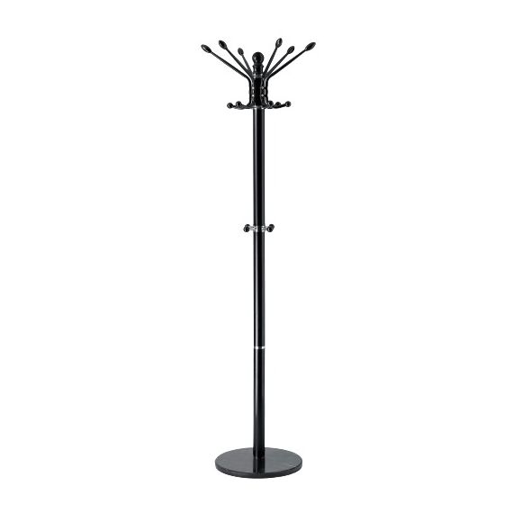 Cuier pentru hol DacEnergy©, structura metalica din otel, baza de marmur, elegant, solid, 16 carlige, 175 cm, negru-Dacenergy.ro