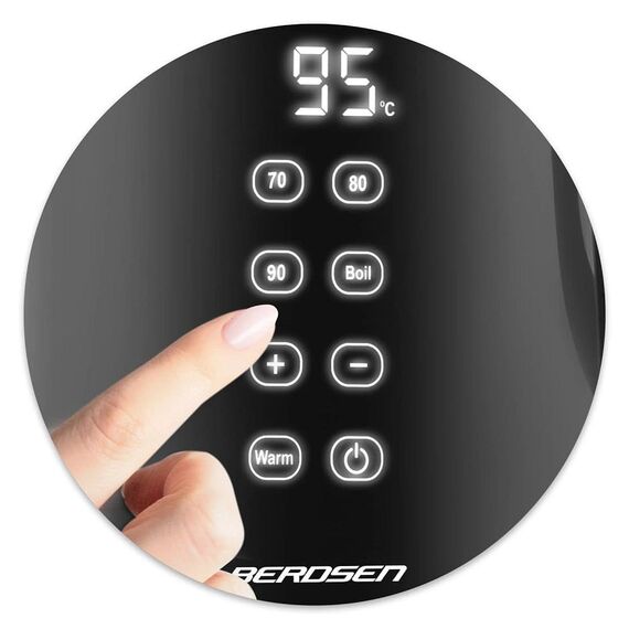 Fierbator electric, interiorul din otel inoxidabil, display iluminat din spate cu panou tactil, capac detasabil, baza pivotanta 360°, 1850-2200 W, 1, 7 l, negru si argintiu-poza 10-Dacenergy.ro