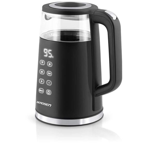Fierbator electric, interiorul din otel inoxidabil, display iluminat din spate cu panou tactil, capac detasabil, baza pivotanta 360°, 1850-2200 W, 1, 7 l, negru si argintiu-poza 3-Dacenergy.ro