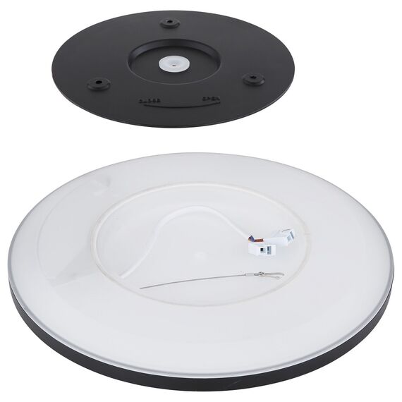 Plafoniera LED Globo, din plastic, pentru interior, 24W, 2300lm, lumina calda, functie memorie, 3 nivele, negru si opal-poza 4-Dacenergy.ro
