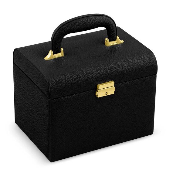 Geanta organizatoare cosmetice DacEnergy©, piele ecologica, rezistent la abraziune, cu cheie, oglinda, compartimente practice, 22,5x 16,5 x 17,2 cm, neagra-poza 7-Dacenergy.ro
