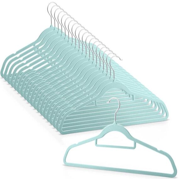 Set de umerase, polipropilena si catifea, carlig din otel, 44, 5 x 15,5 cm, inaltimea carligului 7,5 cm, 20 de bucati, menta-poza 7-Dacenergy.ro