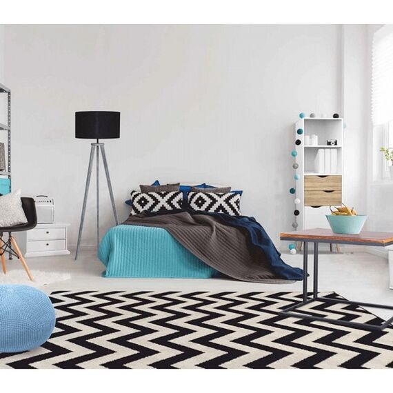 Covor DacEnergy©, 100% polipropilena, model zig zag, 200 x 285 cm, fildes si gri inchis-poza 7-Dacenergy.ro