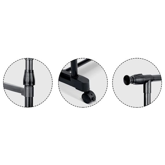 ​Suport mobil pentru haine DacEnergy©, cu roti, usor, incapator si stabil, spatiu pentru incaltaminte, inaltime reglabila, 2 rafturi pentru pantofi, 155.5 x42.5 x76.5 cm, negru-poza 8-Dacenergy.ro