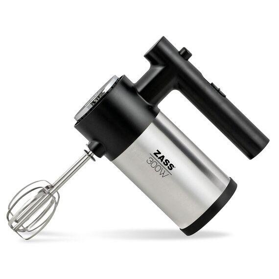 Mixer de mana Zass, 300 W, 2 teluri, 2 carlige, 5 trepte de viteza, buton de eject cu sistem de siguranta, negru si argintiu-poza 2-Dacenergy.ro
