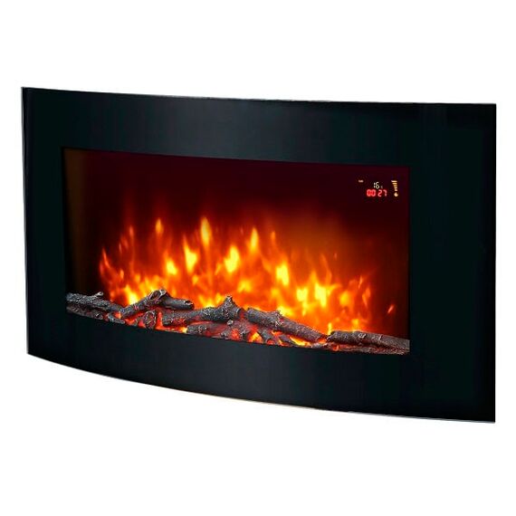 Semineu electric de perete, putere 2000 W, 2 trepte putere, protectie supraincalzire, functie  temporizator, suprafata de incalzire 20 m², culoare negru-Dacenergy.ro