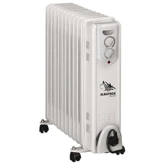 Radiator electric , putere 2500 W, 3 trepte, 11 elementi, termostat reglabil, roti pentru deplasare, loc infasurare cablu, alb-Dacenergy.ro