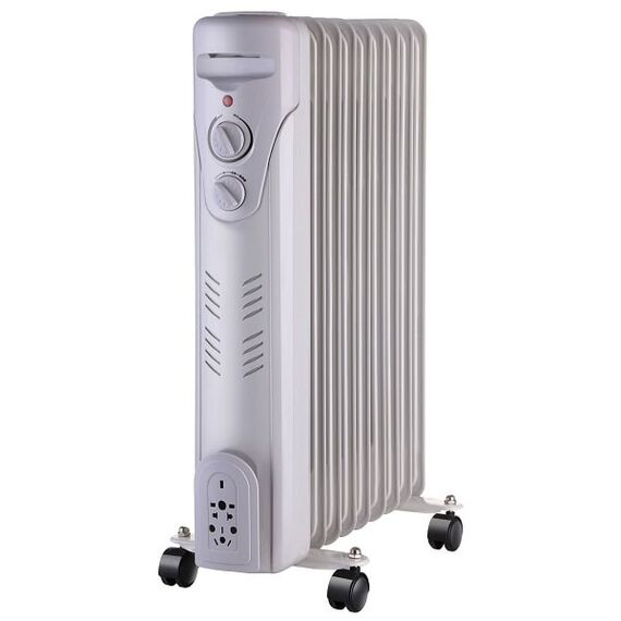 Radiator electric cu ulei, putere 2000 W, 3 trepte, 9 elementi, termostat reglabil, roti pentru deplasare, alb-Dacenergy.ro