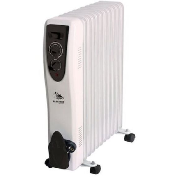 Radiator electric, putere 2500 W, 3 trepte, 11 elementi, termostat reglabil, roti pentru deplasare, culoare alb-Dacenergy.ro