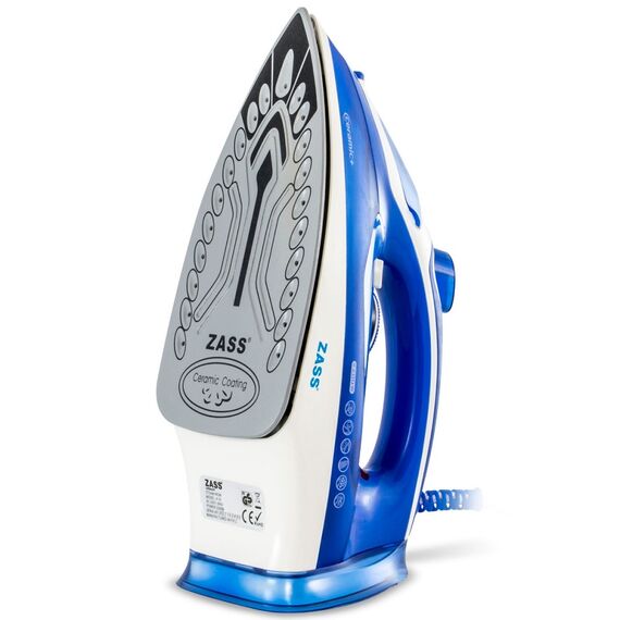 Fier de calcat, 2200 W, talpa ceramica, 0,36 l, 120 g/min, anti-calcar, auto-curatire, anti-picurare, albastru cu alb-poza 2-Dacenergy.ro