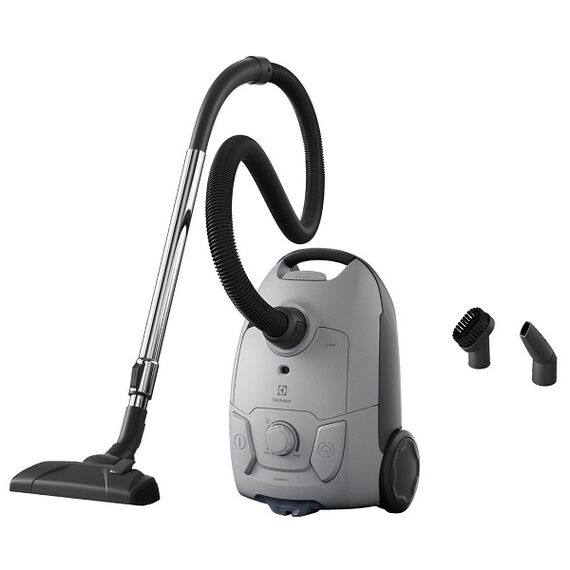 Aspirator cu sac Electrolux, aspirare uscata, indicator umplere sac, tub inox, telescopic, filtru Hepa lavabil, 3 litri, Soft start, sistem de rulare a cablului, 750 W, gri-poza 2-Dacenergy.ro