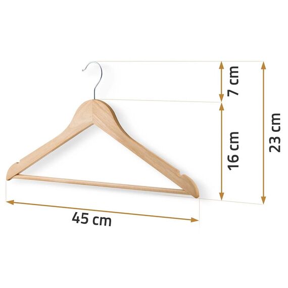 Set de umerase, lemn natural vopsit si otel, durabil, 45 x 16 cm, inaltime carlig de 7 cm, 30 de bucati, natur-poza 3-Dacenergy.ro