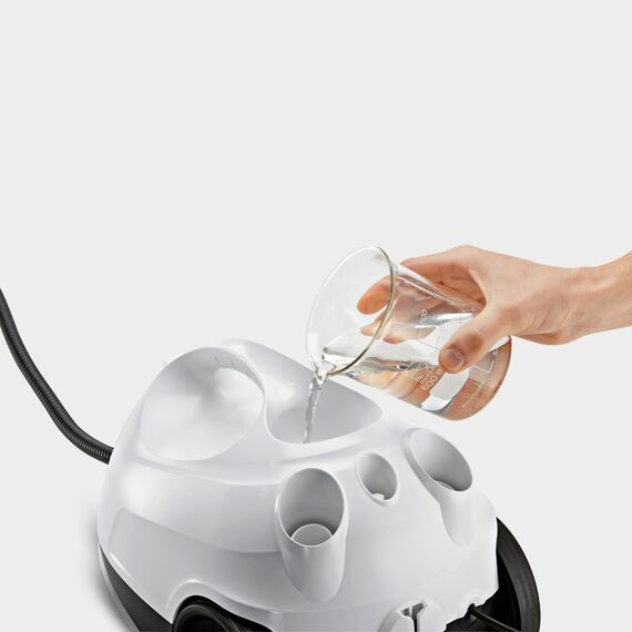 Curatitor cu abur Karcher, asigura o curatare temeinica fara substante chimice, capacitate recipient 1 litru, timp de incalzire 6.5 min, 1500 W, alb si negru-poza 4-Dacenergy.ro