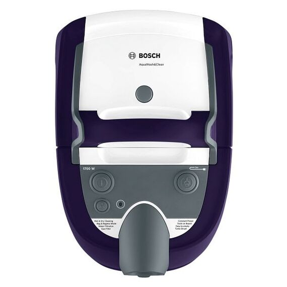Aspirator cu aspirare uscata si umeda, cu spalare, capacitate rezervor apa 5 l, filtru EPA, tup telescopic metalic, 3 accesorii mici, 1700 W, alb si mov-poza 4-Dacenergy.ro
