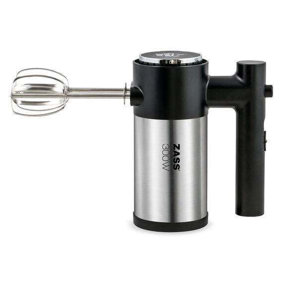 Mixer de mana Zass, 300 W, 2 teluri, 2 carlige, 5 trepte de viteza, buton de eject cu sistem de siguranta, negru si argintiu-poza 4-Dacenergy.ro