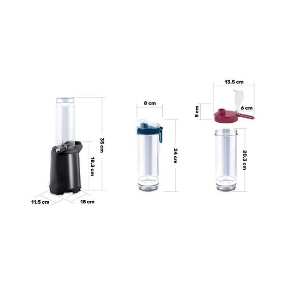 Blender pentru smoothie, realizat din plastic, lama din otel inoxidabil, 2 sticle incapatoare, cu capace anti-picurare, protectie la supraincalzire, 350 W, 0,57 l-poza 5-Dacenergy.ro