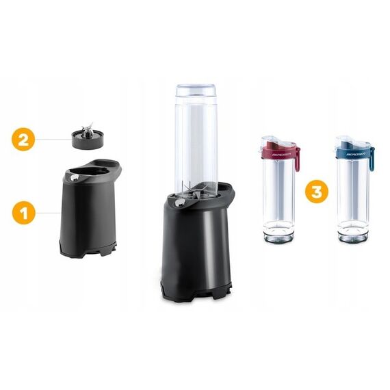 Blender pentru smoothie, realizat din plastic, lama din otel inoxidabil, 2 sticle incapatoare, cu capace anti-picurare, protectie la supraincalzire, 350 W, 0,57 l-poza 6-Dacenergy.ro
