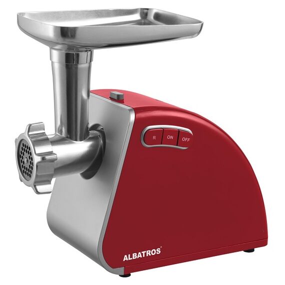 Masina de tocat carne, electrica, functie Reverse, 1.8 kg/min, 1500 W, accesoriu carnati, kibbe si suc rosii, culoarea rosie-Dacenergy.ro